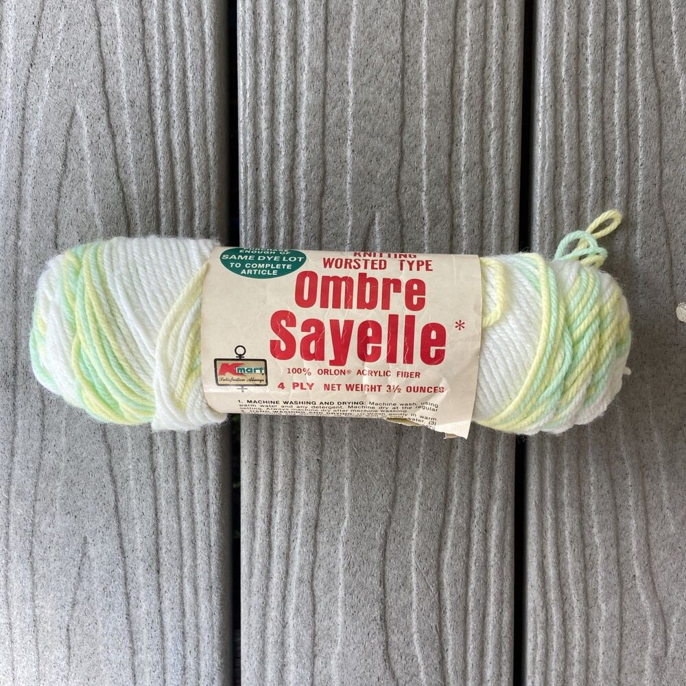 OMBRE SAYELLE Yarn #1576 Spring Ombre  3.5 oz. K-Mart Neutral Baby 4 Ply 3.5 Oz